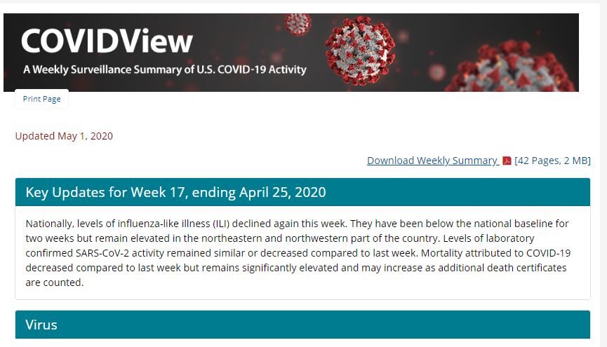 Key Updates for Week 17, ending April 25, 2020