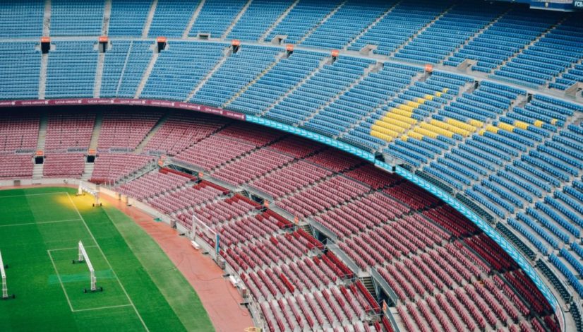 empty blue and red nike open arena