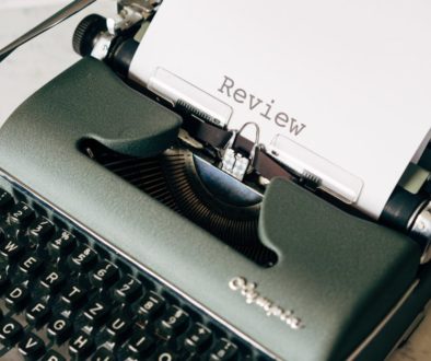 black and white typewriter on table